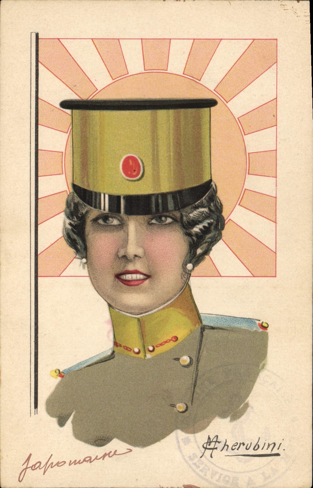 Junge Frau im Militäruniform — Illustration — A. Herubini