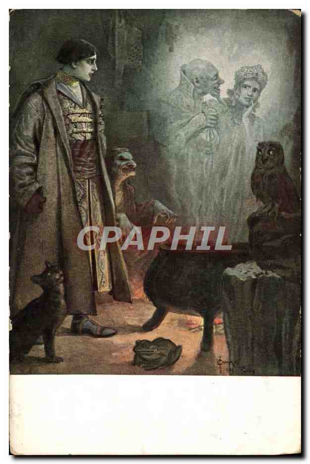 CPA Illustrateur Chat Hibou Chouette Monstres 
