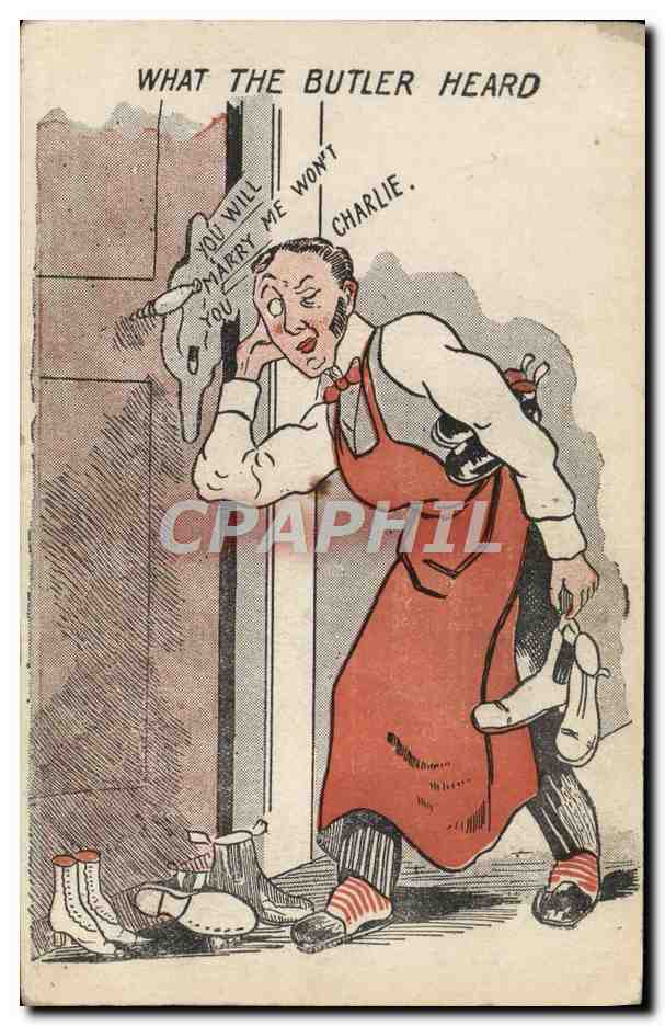 CPA Illustrateur What the Butler heard 