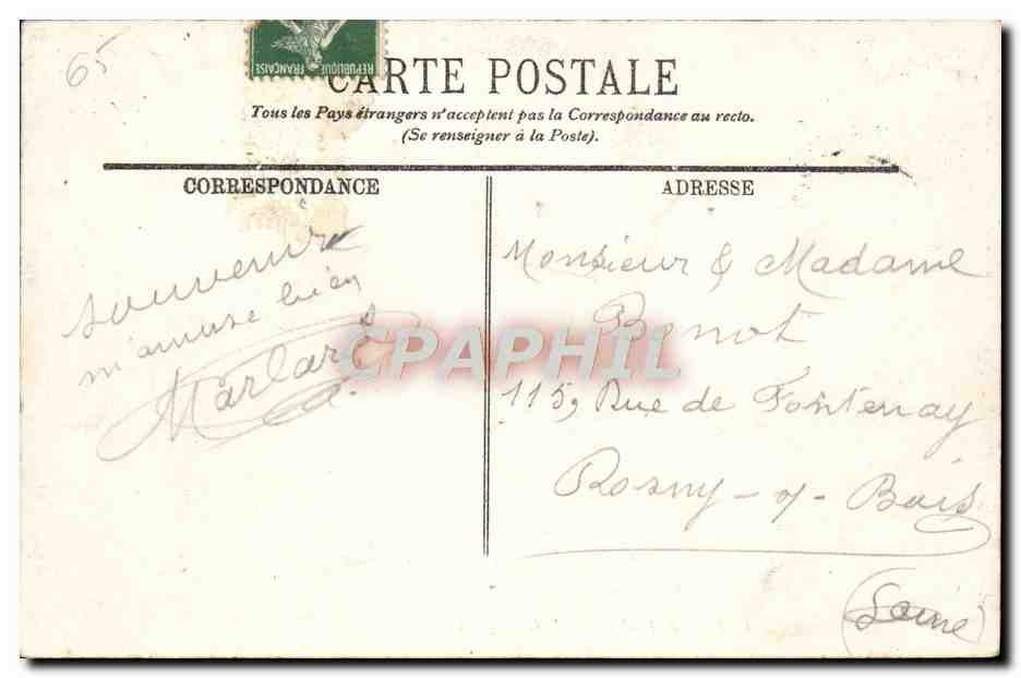 CPA Lourdes La Place de la Grotte et le Gave — Verso