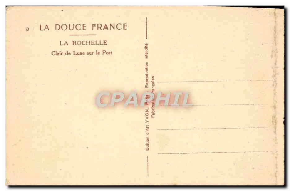 CPA La Rochelle Clair de lune sur le port Bateau — Verso