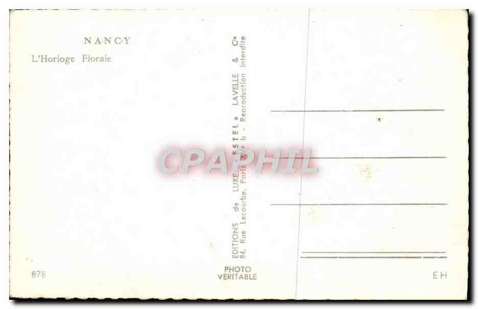 CPM Nancy L'Horloge Florale — Verso
