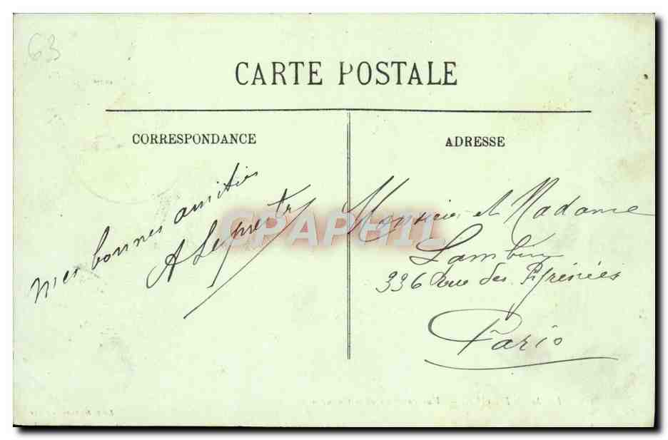 CPA Le Mont Dore Vue Generale Et Le Capucin — Verso