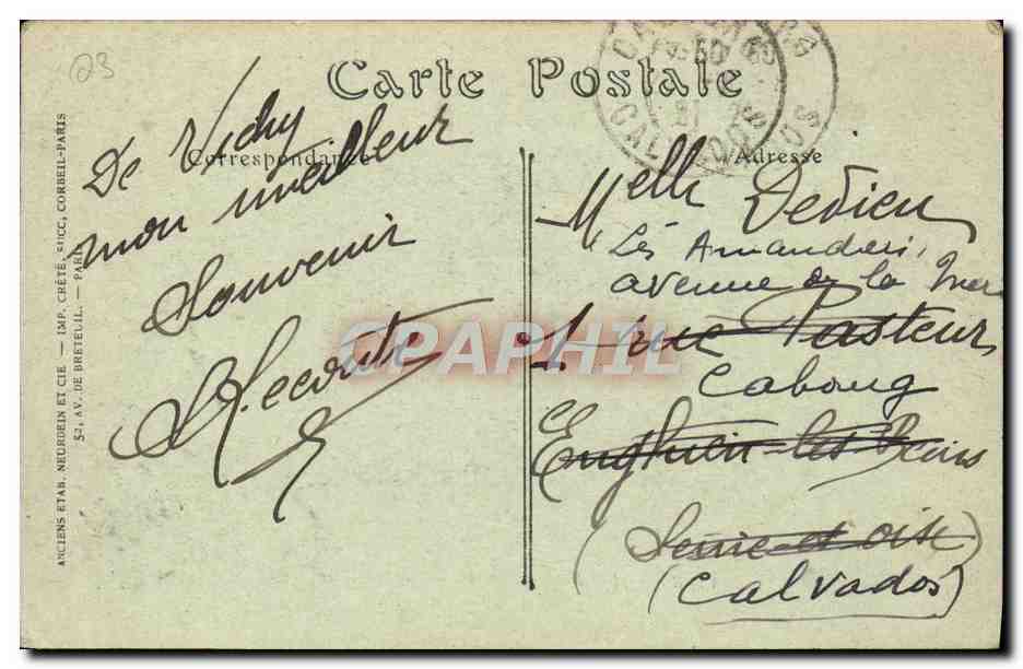 CPA Vichy Les Parterres Et Les Allees Du Parc — Verso