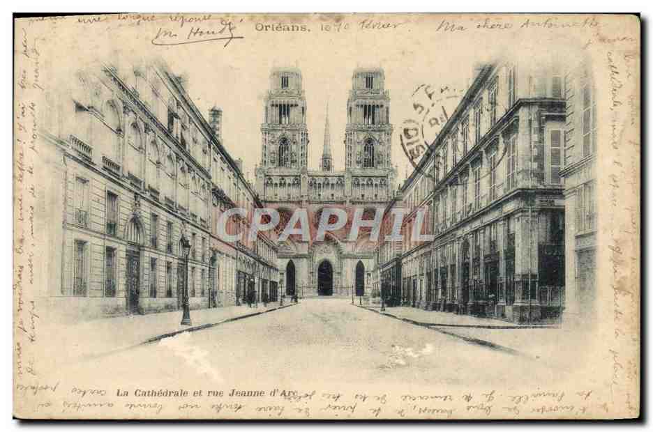 CPA Orleans La Cathedrale Et Rue Jeanne d'Arc