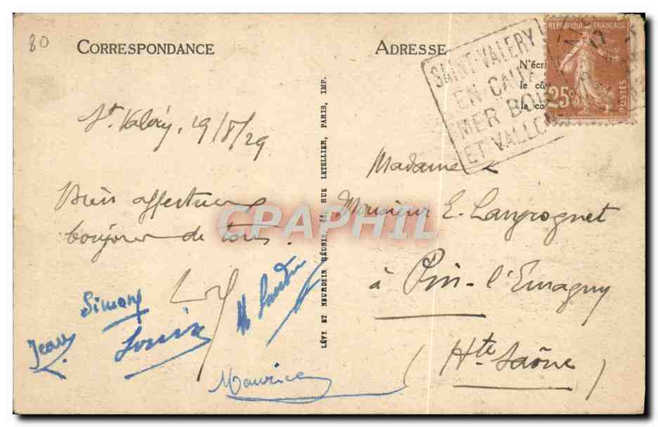 CPA Saint Valery En Caux La Plage — Rückseite