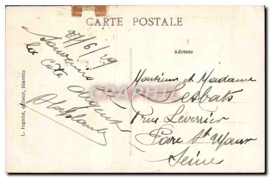 CPA Biarritz Les Bains Du Port Vieux — Verso