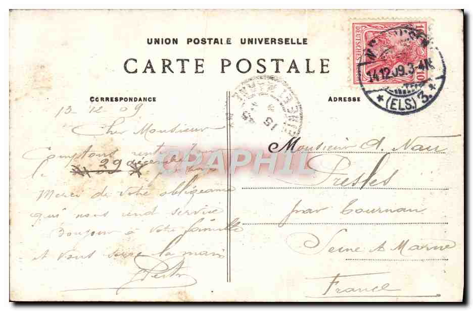 CPA Belfort La Statue Quand Meme de A Mercie — Verso