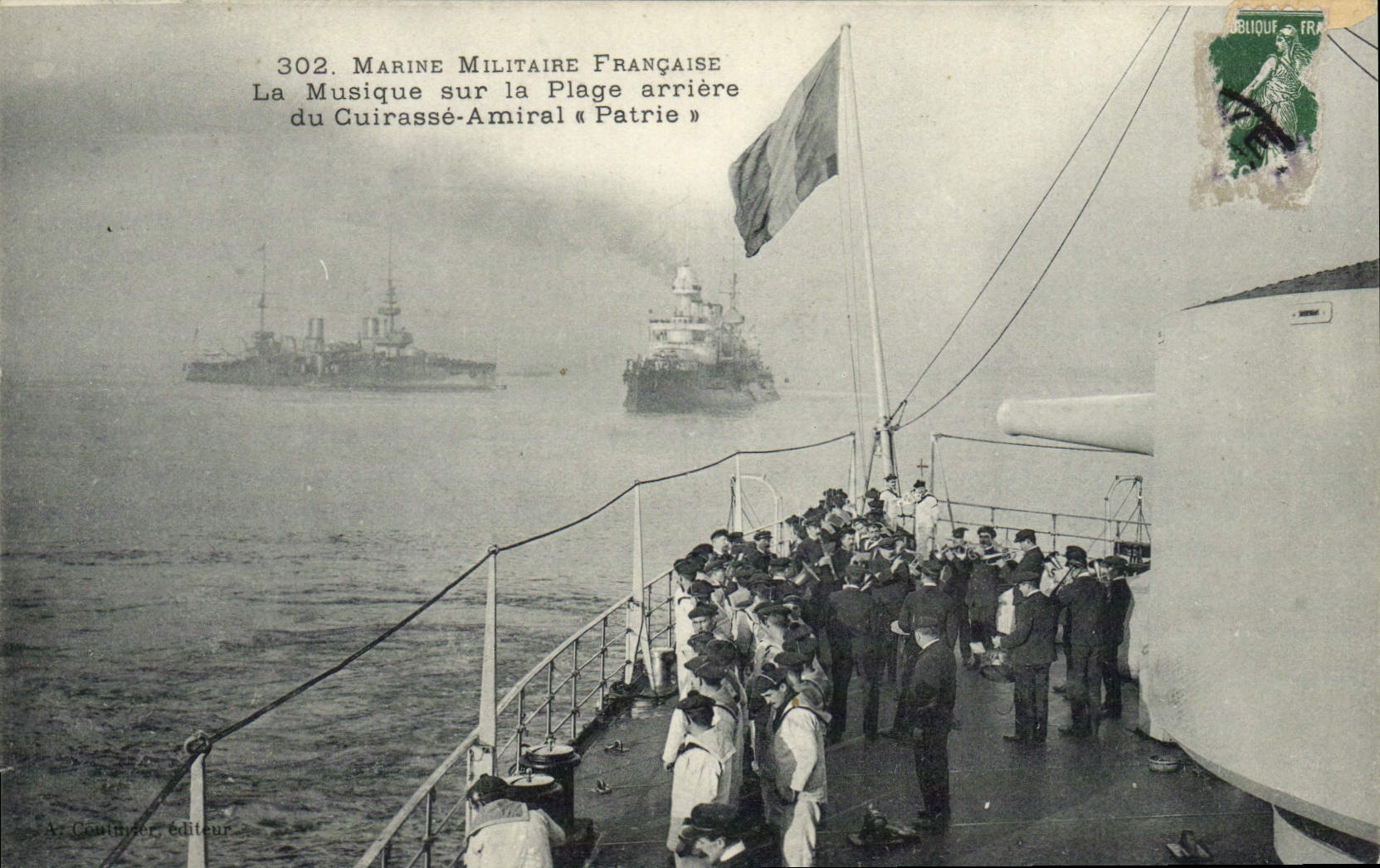 Marine Militaire Française — La Musique sur la Plage arrière du Cuirassé-Amiral « Patrie » — Az. Coulmier, éditeur