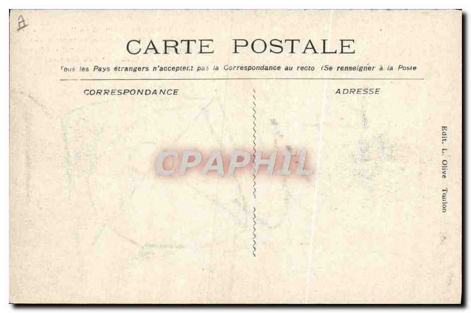 Catastrophe du "Iéna" — Croquis pris à 7 heures 10 au moment où se produisait l'explosion des soutes arrières dans le bassin N°2 de Miseccay — Éditeur L. Olive Taulion — Verso