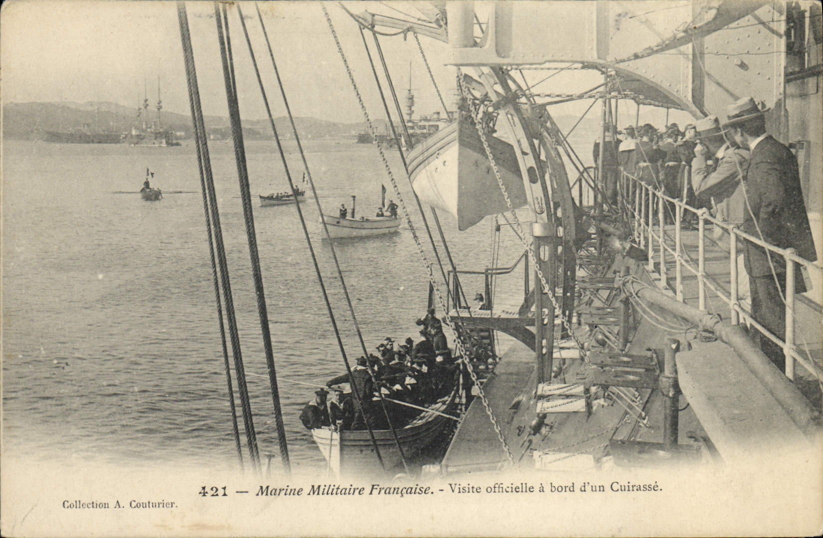 Visite officielle à bord d'un Cuirassé — Marine Militaire Française — Collection A. Couturier, n° 421