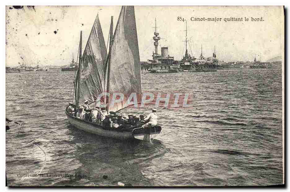 CPA Bateau Canot major quittant le bord