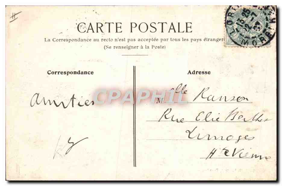 CPA Bateau Canot major quittant le bord — Verso