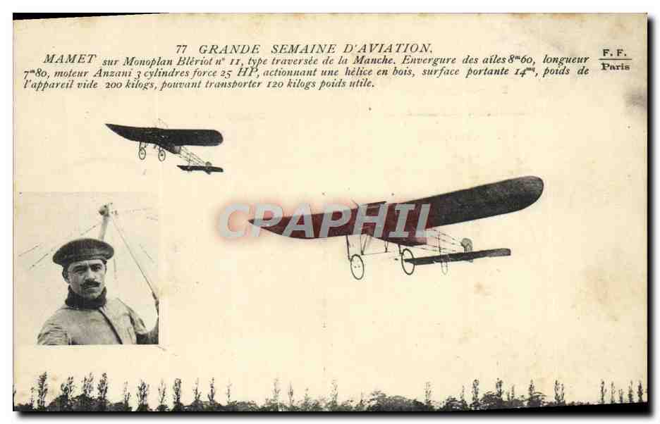 CPA Avion Aviation Grande semaine d'aviation Mamet sur monoplan Bleriot 