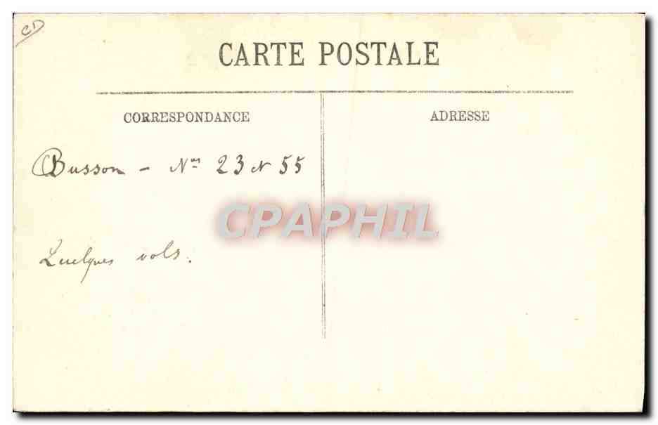 CPA Avion Aviation Busson sur monoplan Bleriot Quinzaine d'aviation Le Havre Trouville Deauville — Rückseite