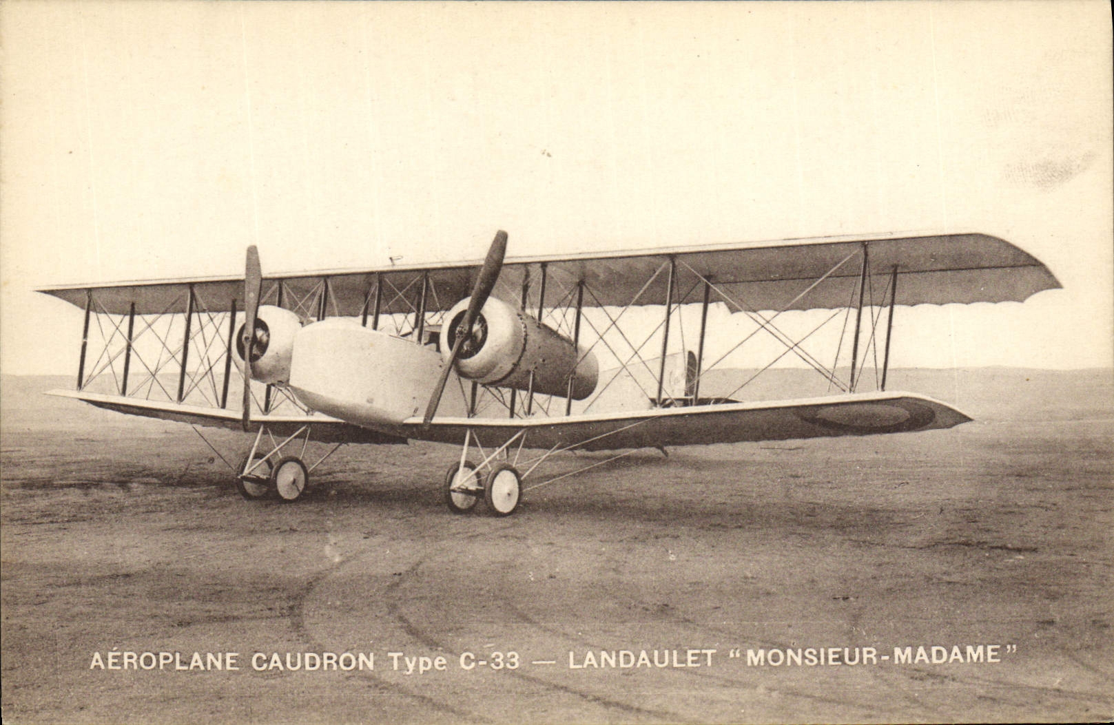 CPA Avion Aviation Aeroplane Caudron Type C 33 Landaulet Monsieur Madame