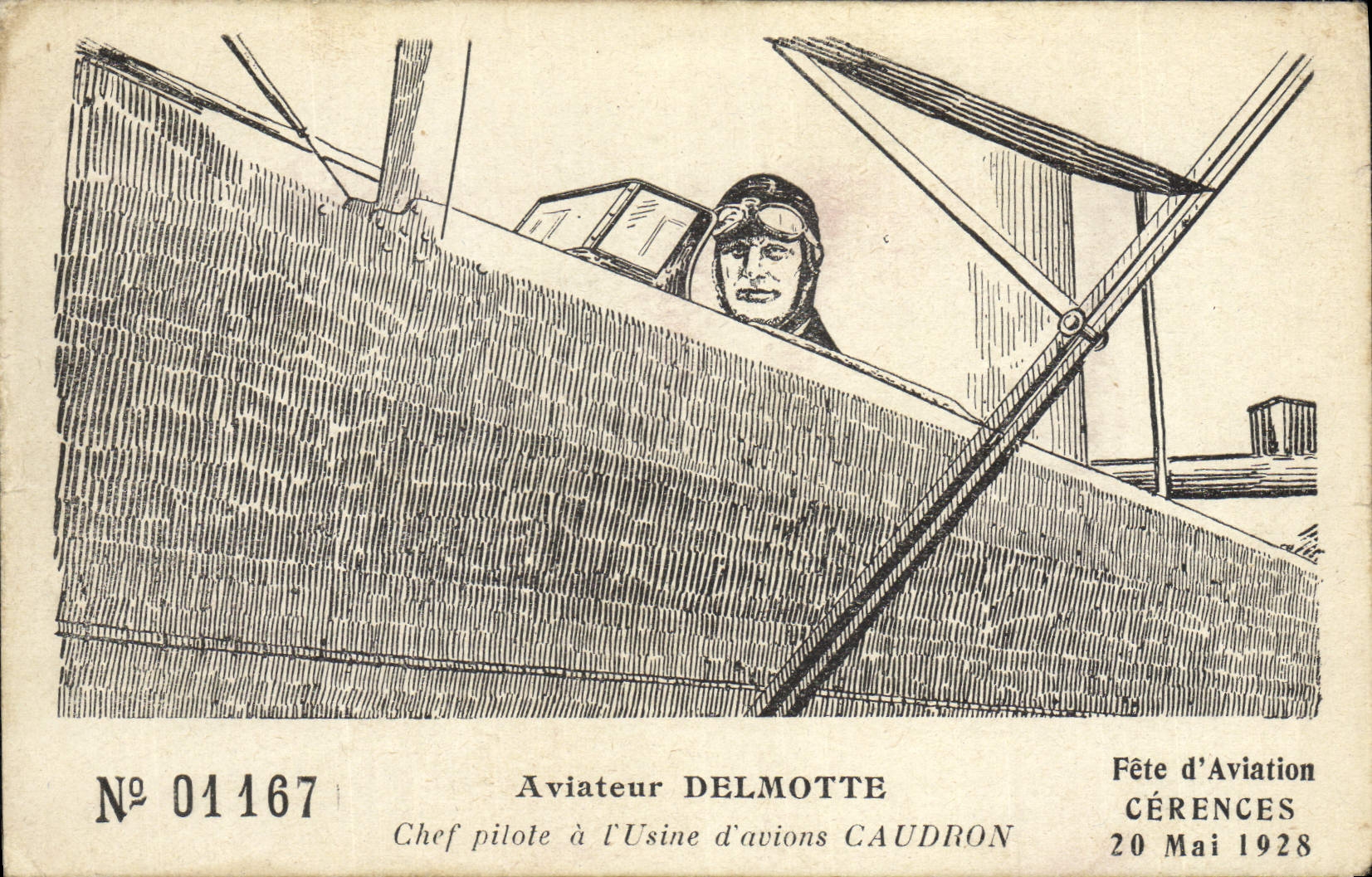 CPA Avion Aviation Aviateur Delmotte Chef pilote a l'usine d'avions Caudron Cerences