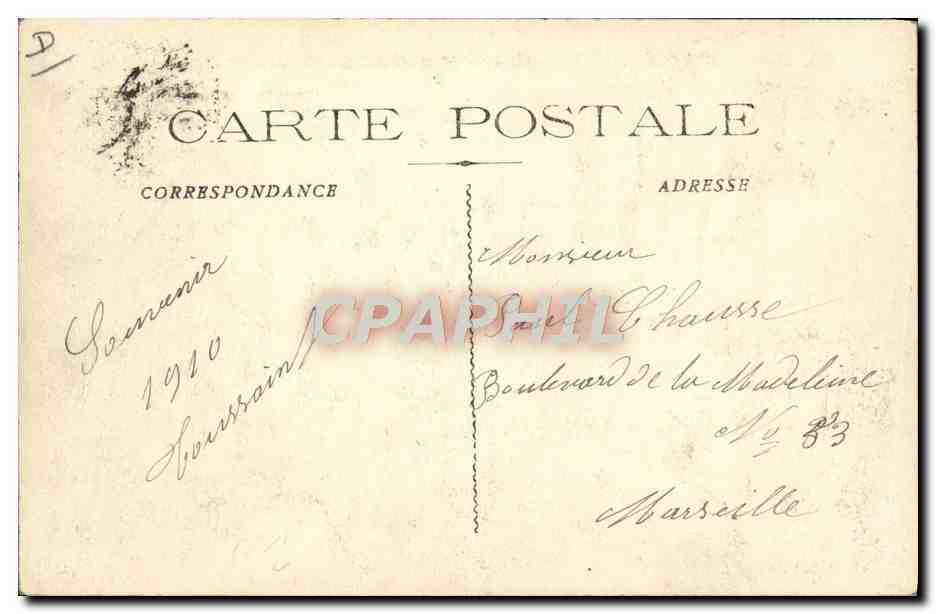 CPA Avion Aviation Marseille Aviation Mr et Mme Cheuret a bord de leur biplan  — Verso