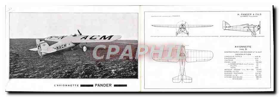 CPA double Avion Aviation Avionnette Pander La Haye 
