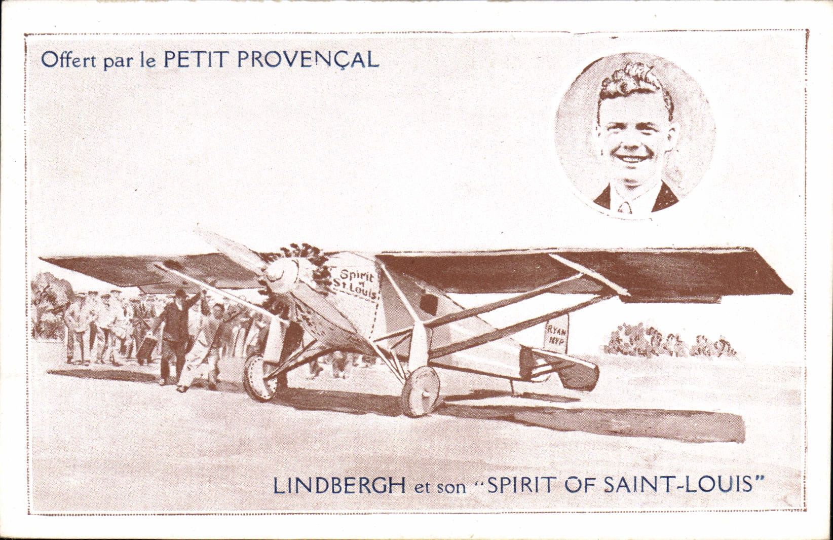CPA Avion Aviation Le Petit Provencal Lindbergh et son Spirit of Saint louis 