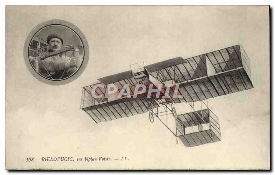 CPA Avion Aviation Bielovucic sur biplan Voisin 