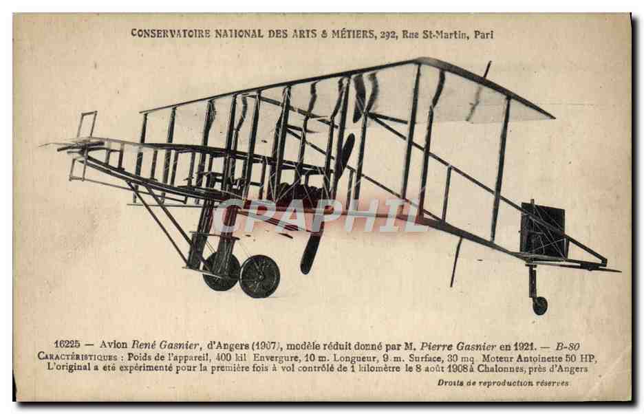 CPA Avion Aviation Conservatoire National des Arts et Metiers Avion Rene Gasnier d'Angers