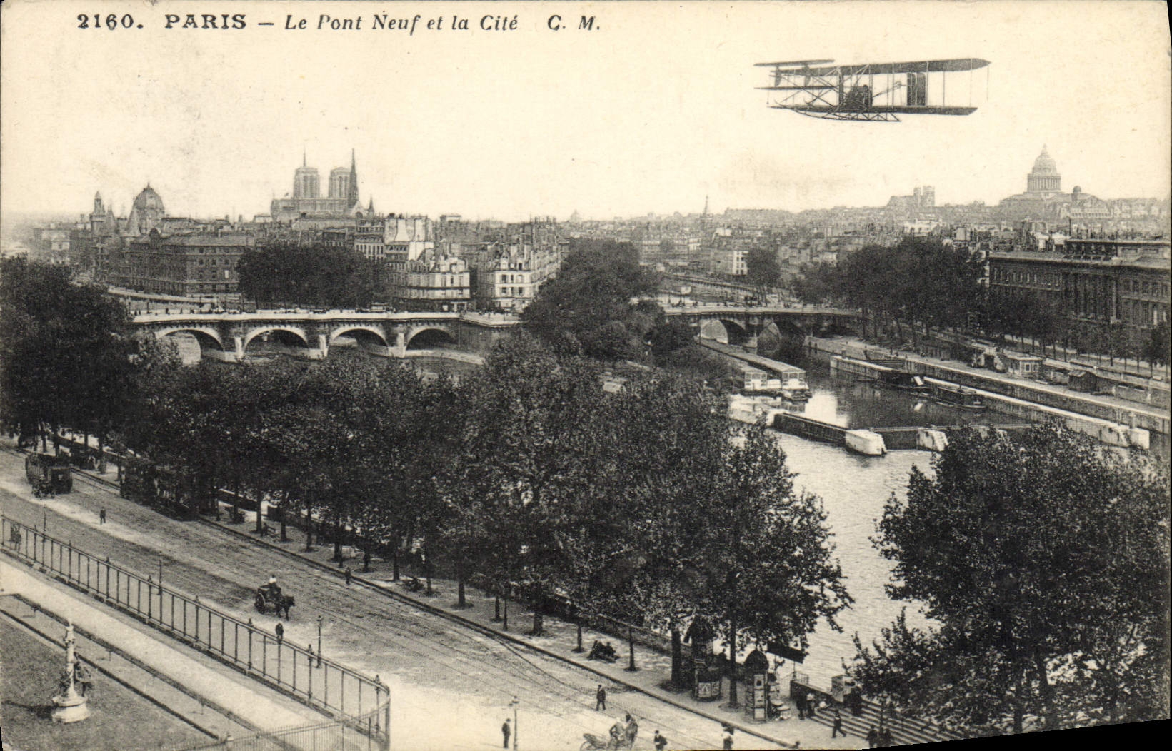 CPA Avion Aviation Le pont neuf et la Cite 
