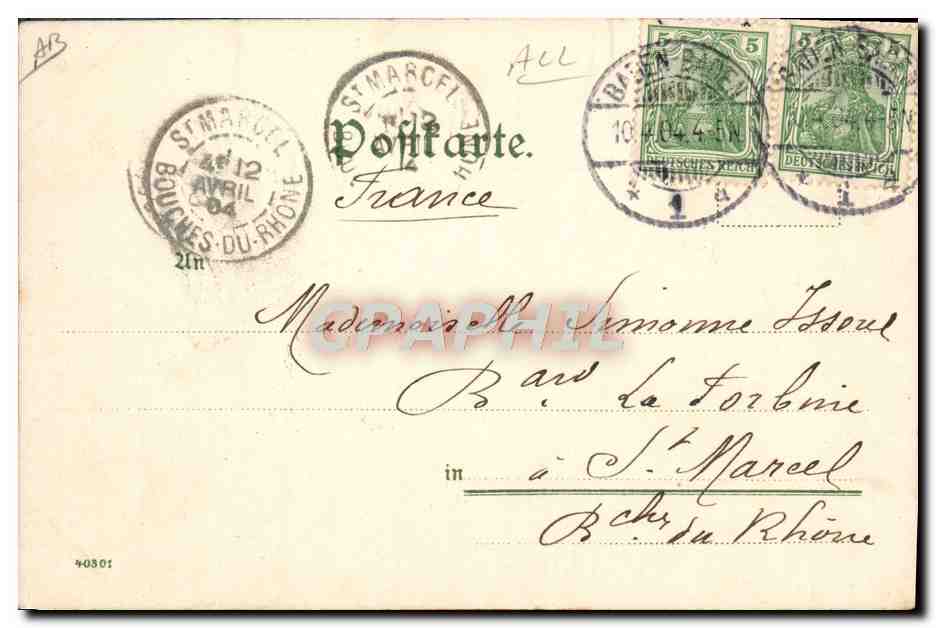 CPA Illustrateur Baden Baden Lichtenthaler Allee  — Rückseite