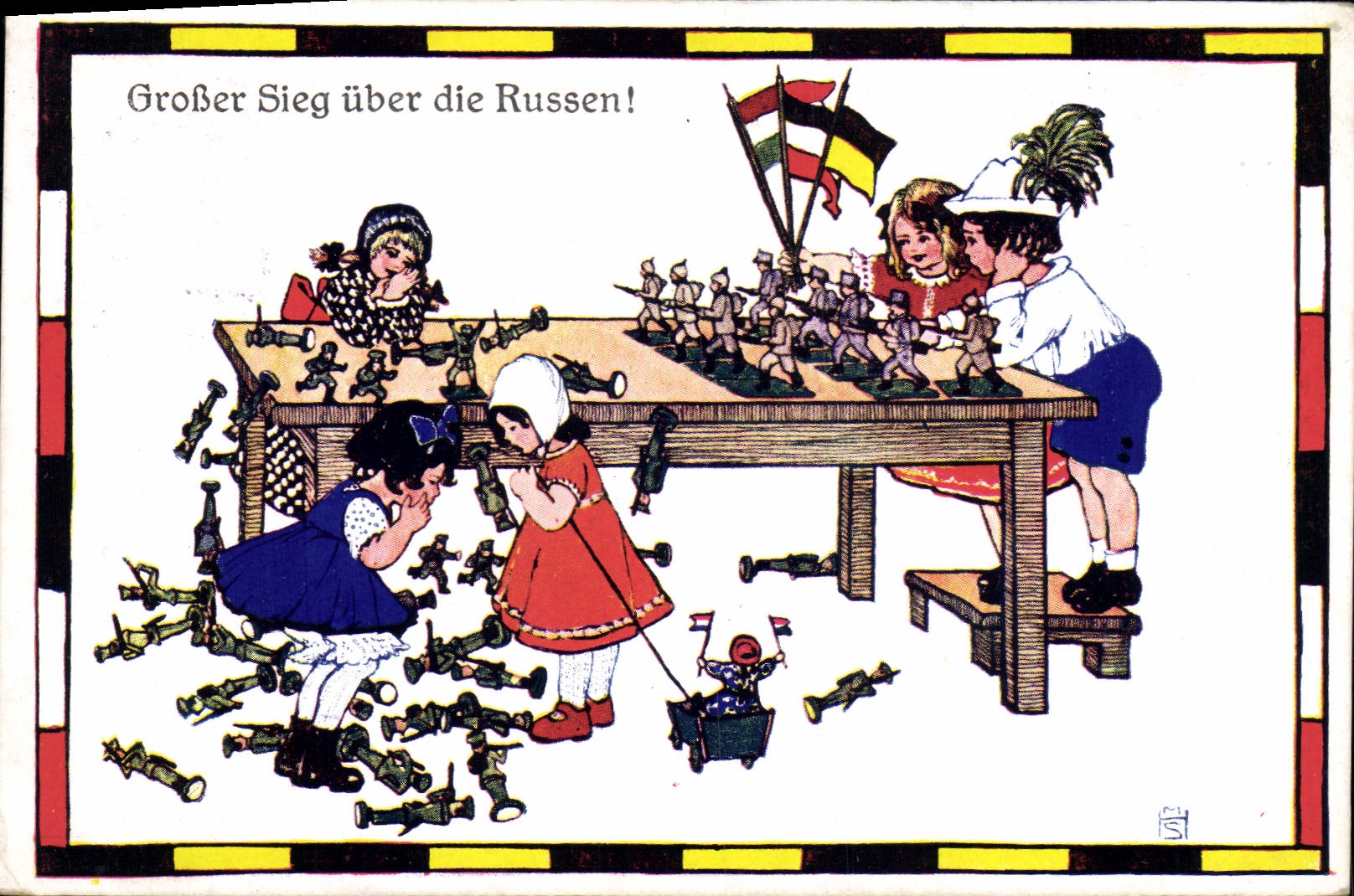 CPA Illustrateur Enfants Grosser Sieg uber die Russen Russie Russia Soldats de plomb