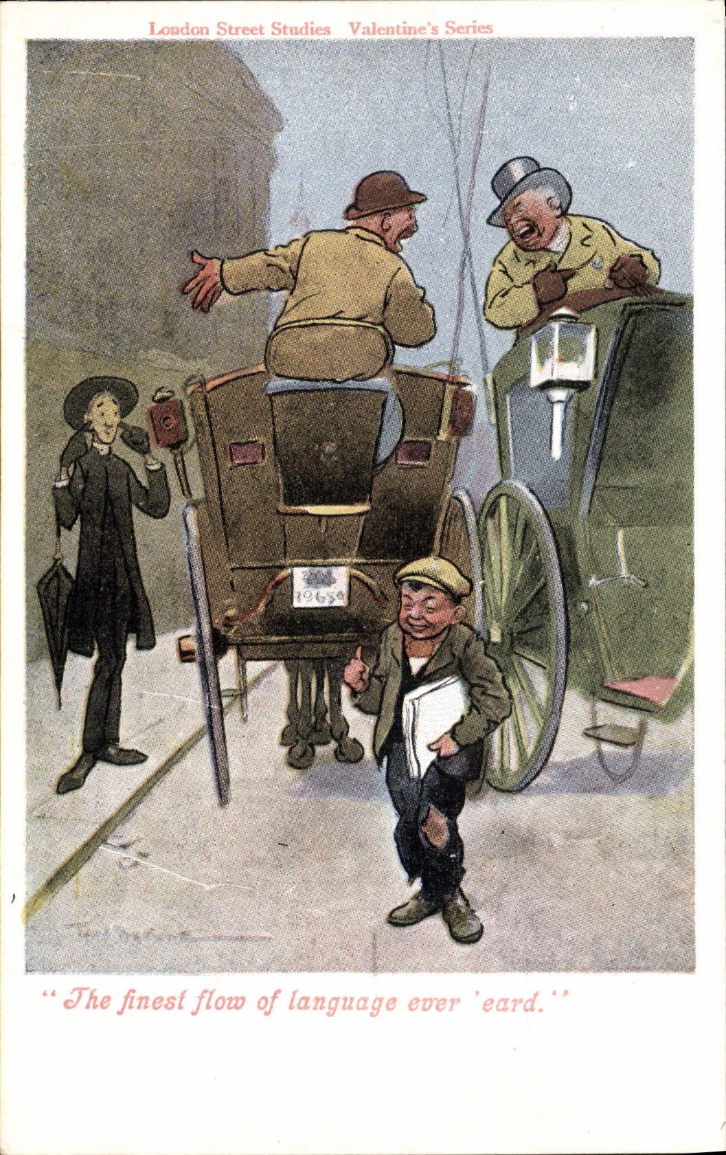 CPA Illustrateur The finest flow of language ever eard Enfant Caleche