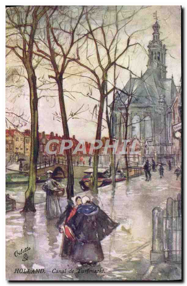 CPA Illustrateur Canal de Turfmarkt Hague 