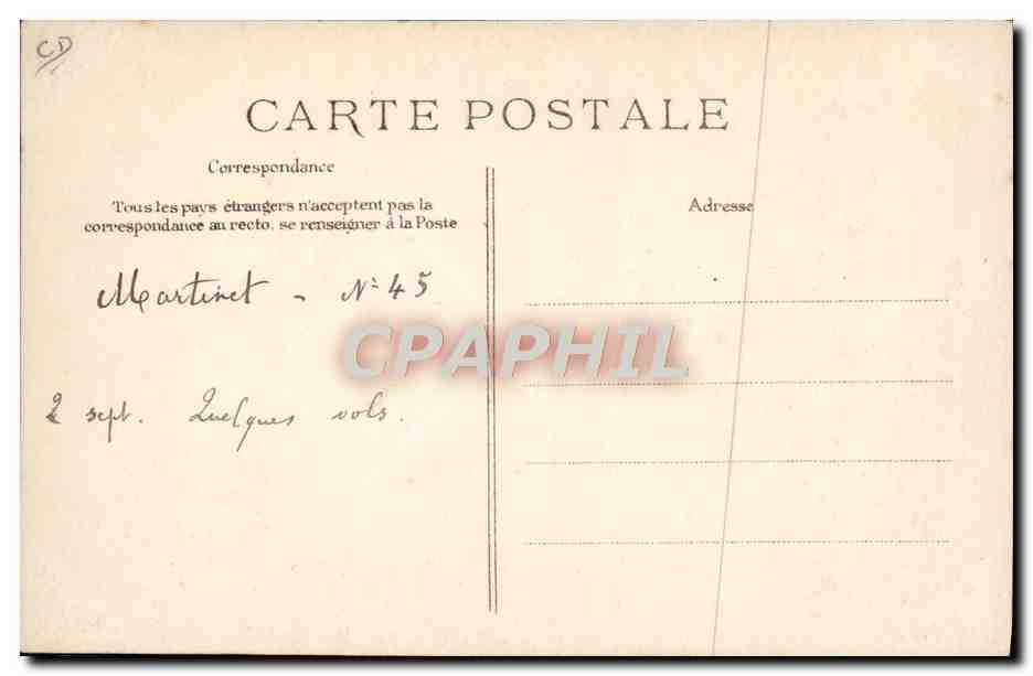 CPA Avion Aviation Martinet sur biplan H Farman — Verso