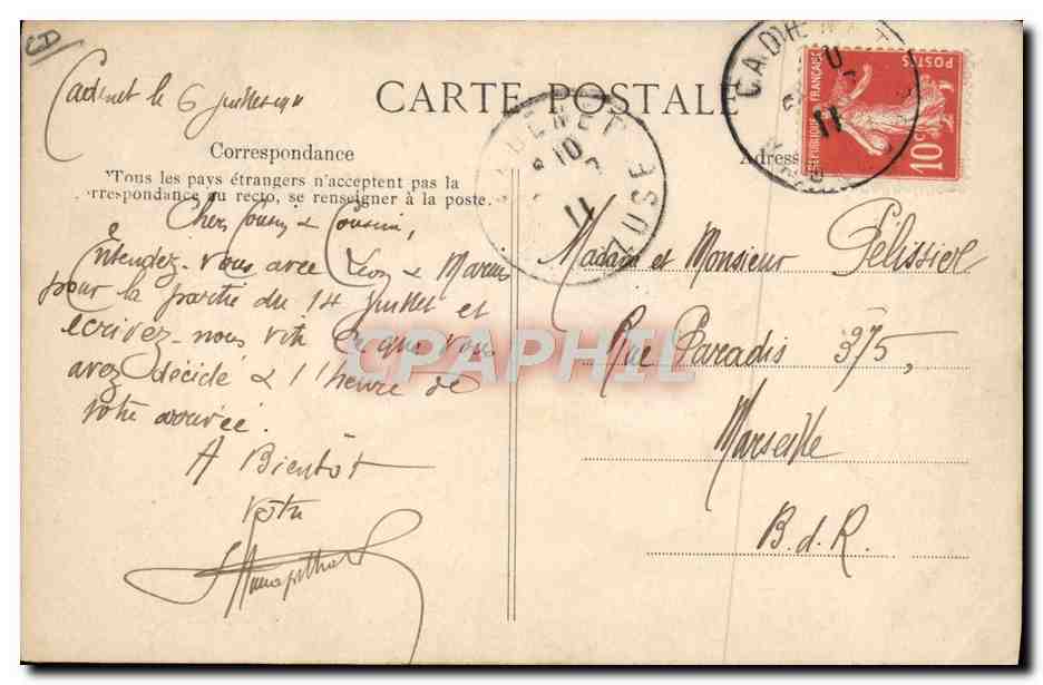CPA Avion Aviation Circuit de l'Est d'Aviation Aout 1910 Leblanc double la Tour Eiffel en triomphateur  — Rückseite