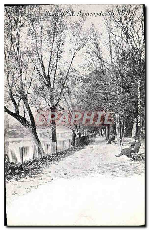 CPA Besancon Promenade Micaud Publicite Comptoir General d'horlogerie Montre 