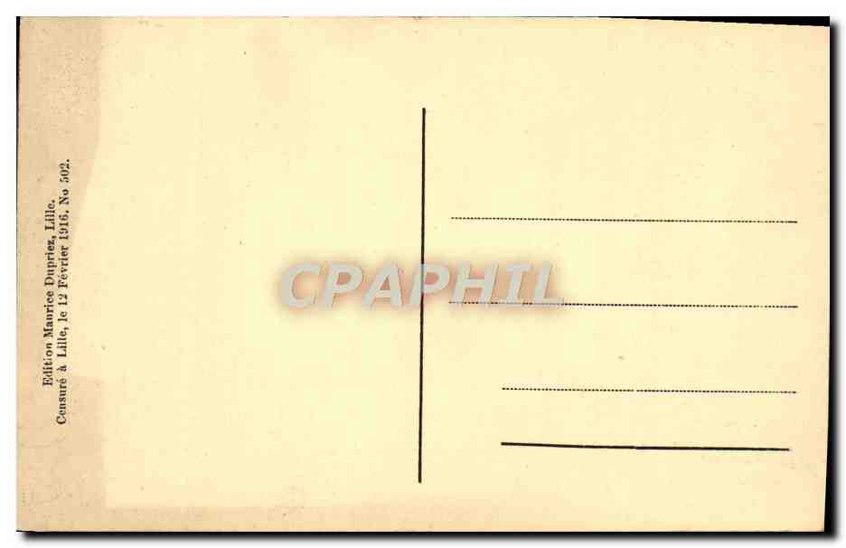 CPA Lille Rue de L'Hopital Milltaire Militaria — Verso
