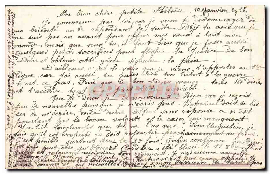 CPA La Vierge Consolatrice Militaria — Rückseite