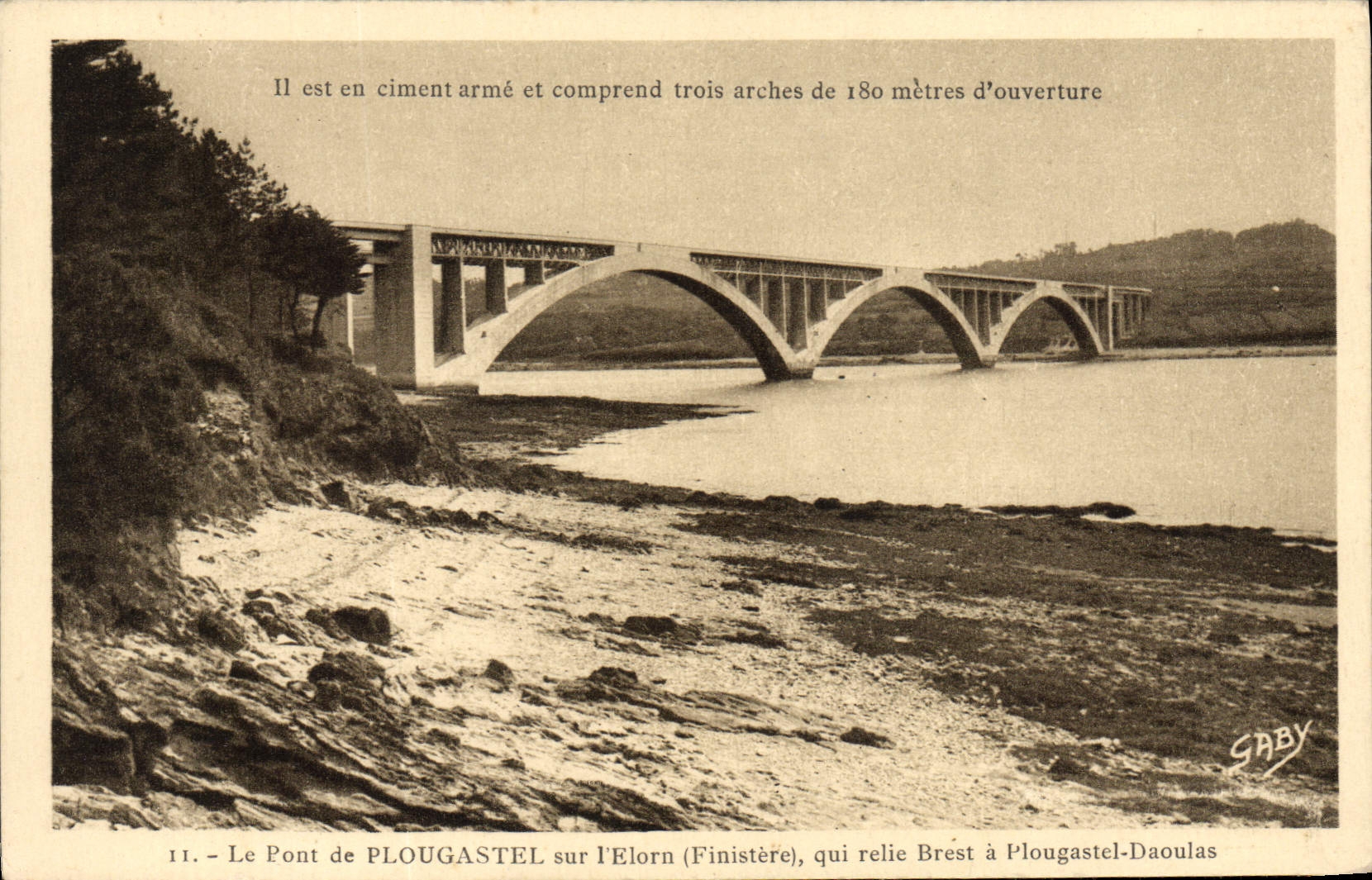 CPA Le Pont de Plougastel Sur L'Elorn qui relie Brest a Plougastel Daoulas 
