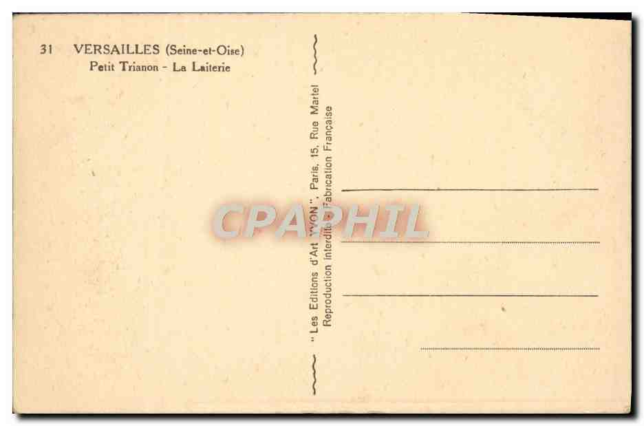 CPA Versailles Petit Trianon La Laiterie — Rückseite
