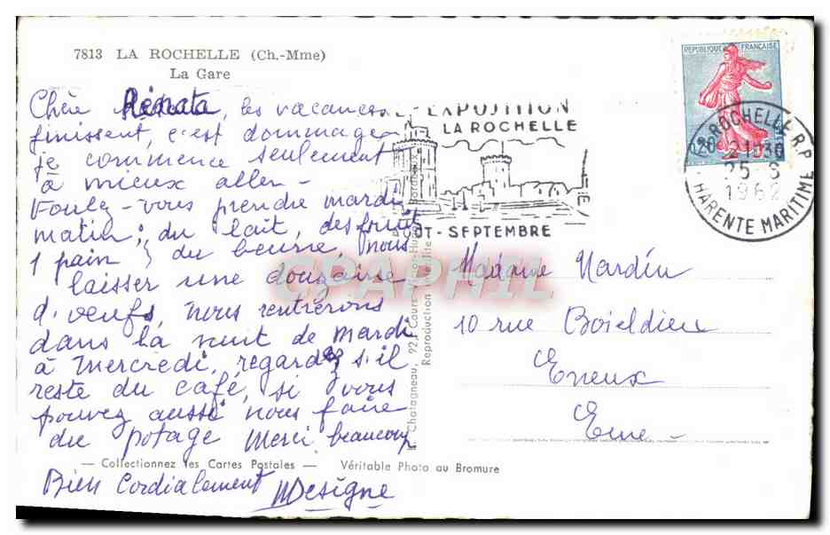 Gare d'Indiens — Éditeur Elcé — N° de série 7813 — Verso