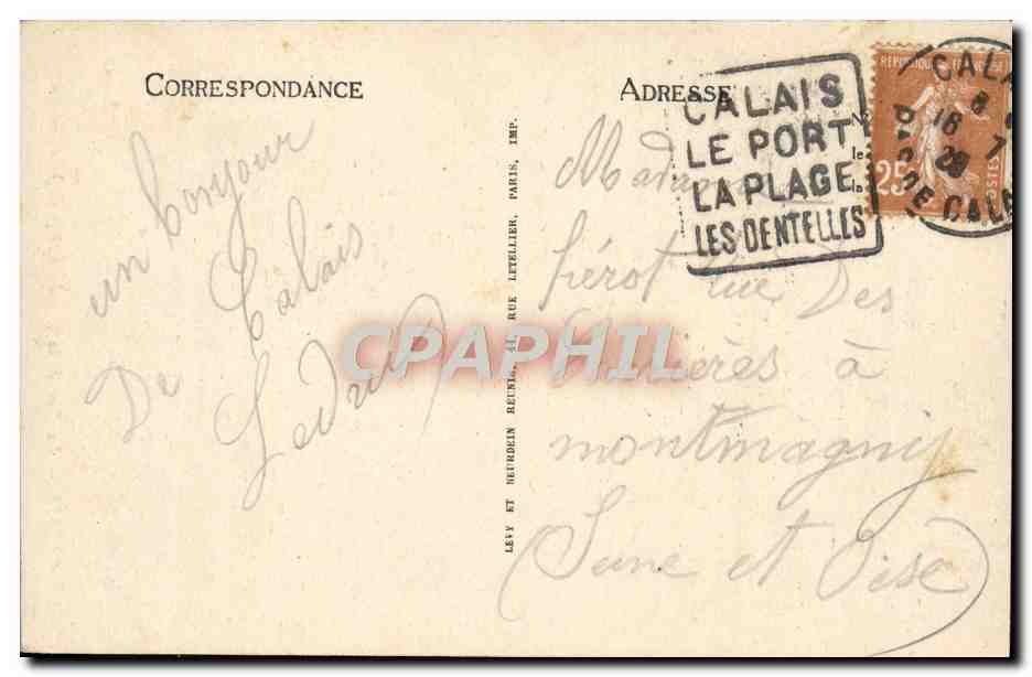 CPA Calais La Rue de la Citadelle et de Beffroi — Rückseite