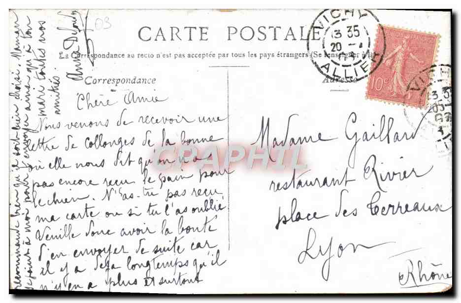 CPA Vichy Un Coin De La Restauration — Verso