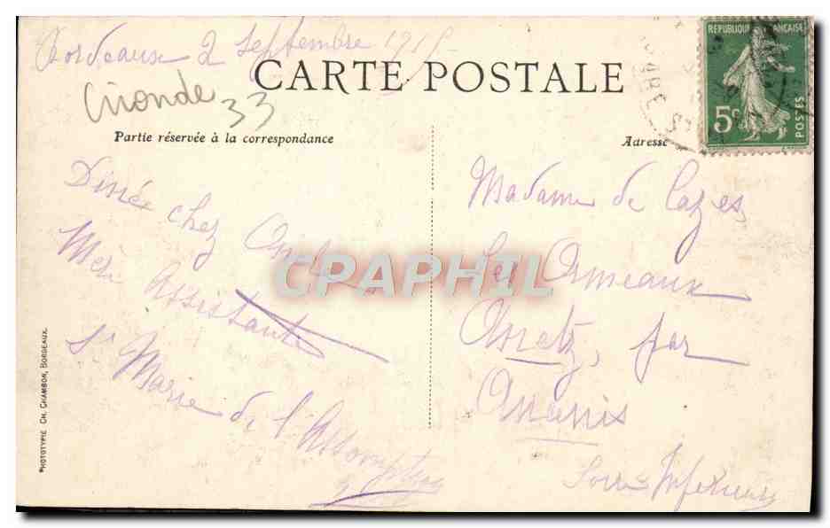 CPA Bordeaux La Rade Vue Generale — Verso