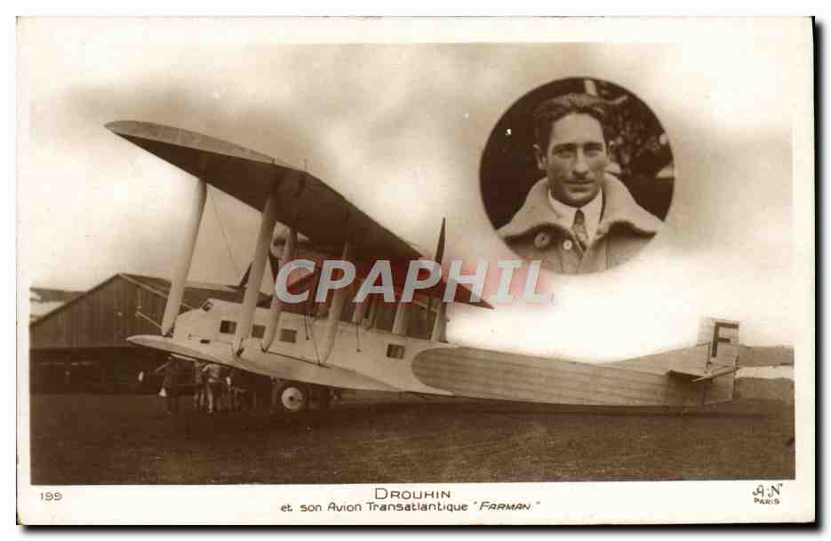 CPA Avion Aviation Drouhin et son avion transatlantique Farman