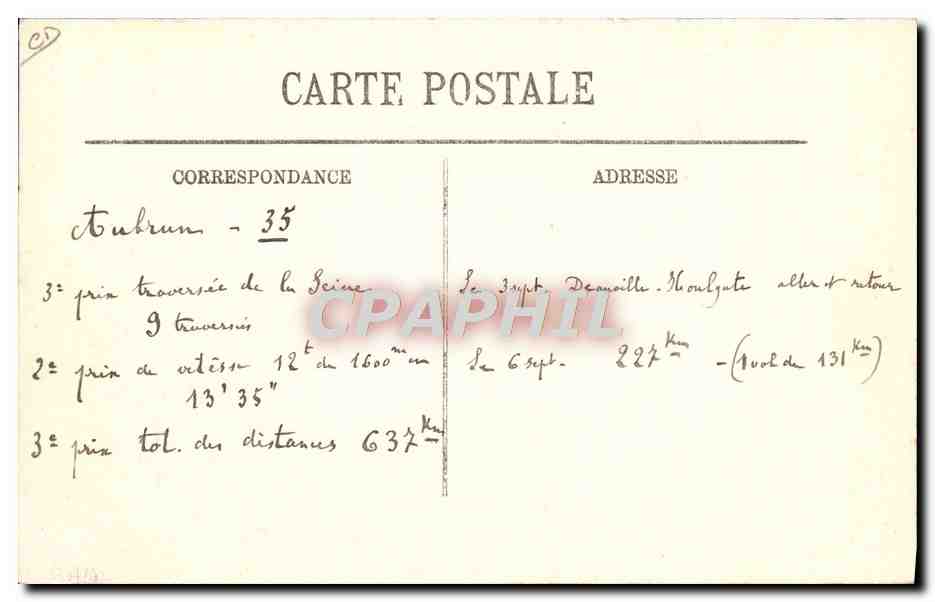CPA Avion Aviation Quinzaine d'Aviation Le Havre Trouville Deauville — Rückseite