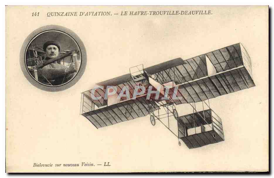 CPA Avion Aviation Quinzaine d'aviation Le Havre Trouville Deauville