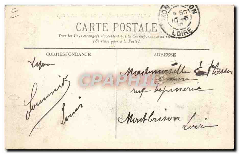 CPA Avion Aviation Grande semaine d'aviation de Lyon Hubert Latham sur monoplan Antoinette moteur Antoinette  — Rückseite