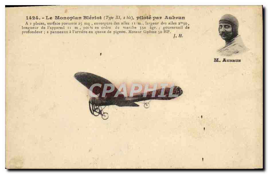 CPA Avion Aviation Le Monoplan Bleriot pilote par Aubrun 