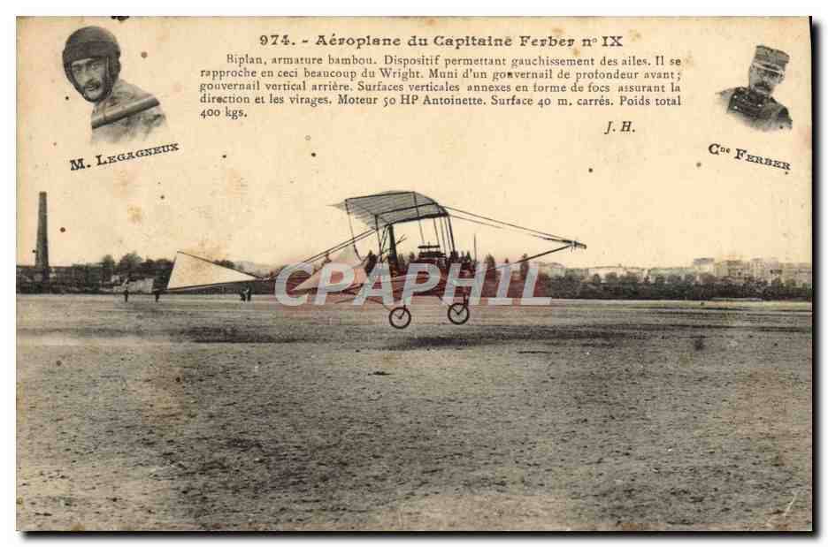 Aéroplane du Capitaine Ferber n° IX — Riplan en bambou, moteur Antoinette — J. Hauser, Paris