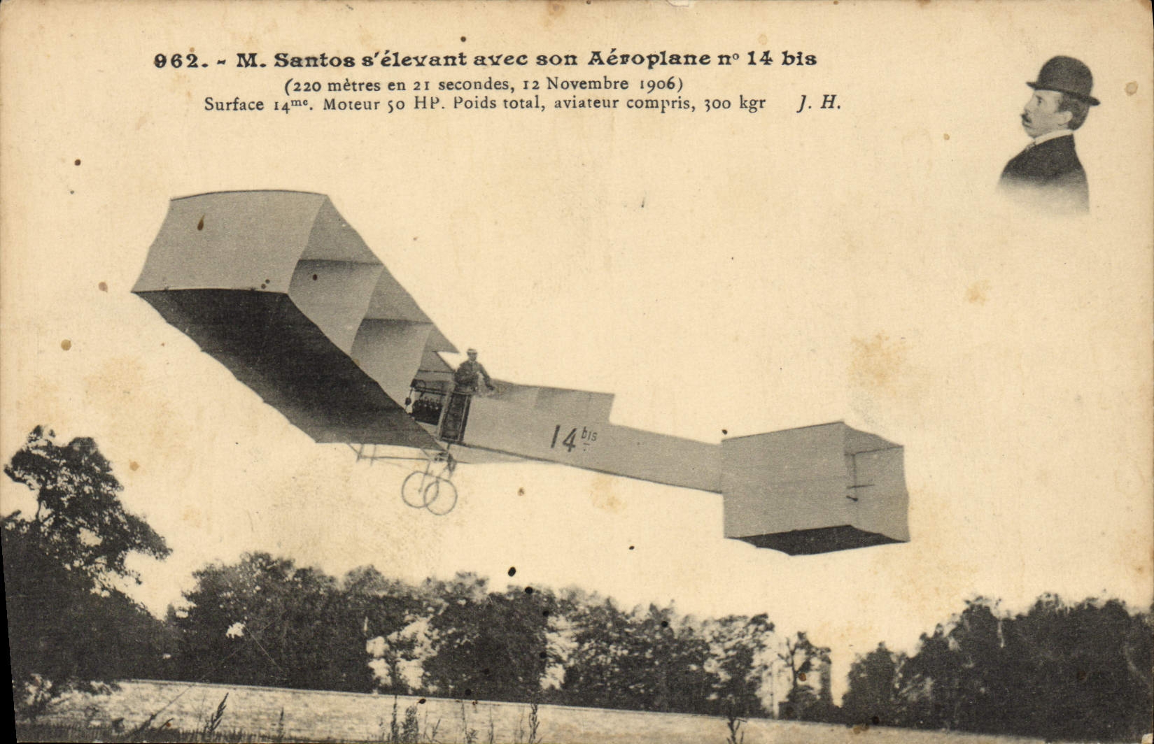 CPA Avion Aviation M Santos s''elevant avec son aeroplane 