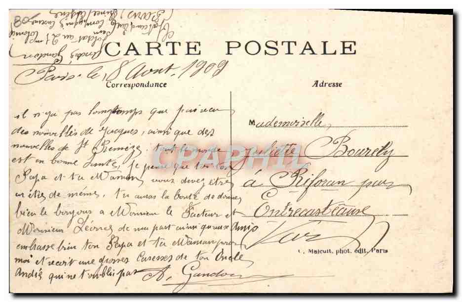 CPA Avion Aviation Latham monte sur aeroplane Antoinette franchit le Pas de Calais Douvres Torpilleur Escopette — Rückseite